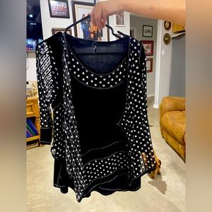 Dressy black and white tunic.